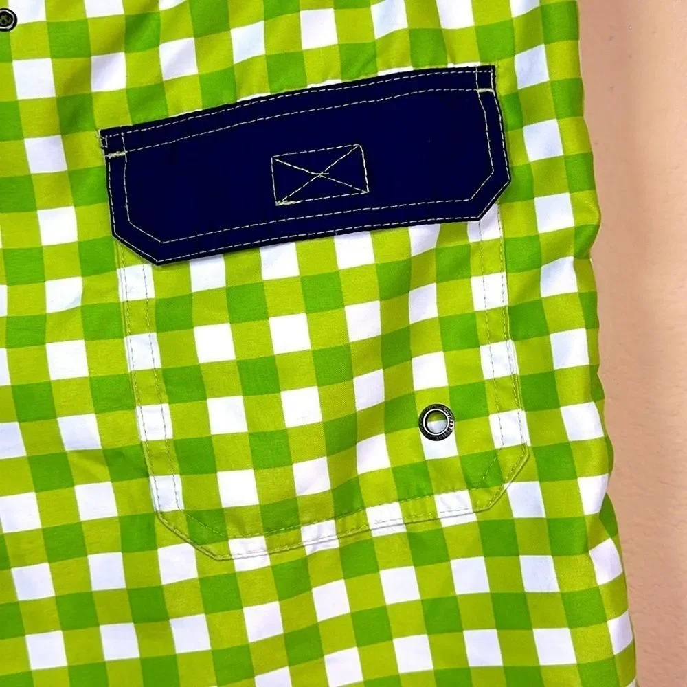 Southern Tide Green Gingham Swim Trunks Checks Size S Coastal Resort Vacation